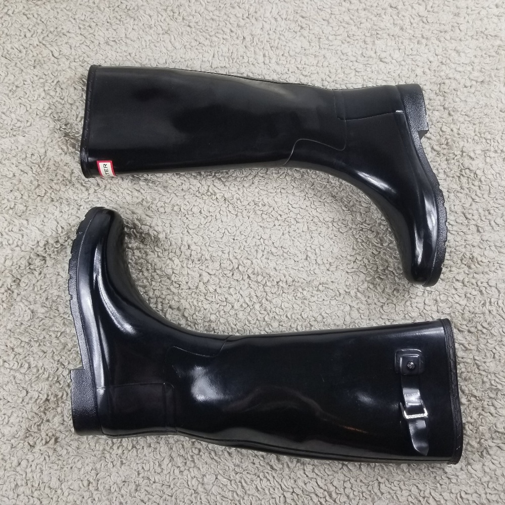 Hunter Black Gloss Tall Rain Boots - Picture 4 of 8